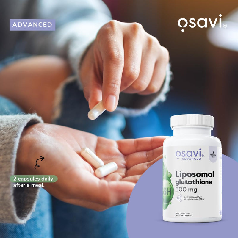Osavi Liposomal Glutathione 500 mg – 60 Vegan Capsules | Liposovit®-Glutathione | Reduced L-Glutathione (GSH) | High Absorption & Gentle on Stomach | Advanced Dry Liposomal Technology | Clean Label