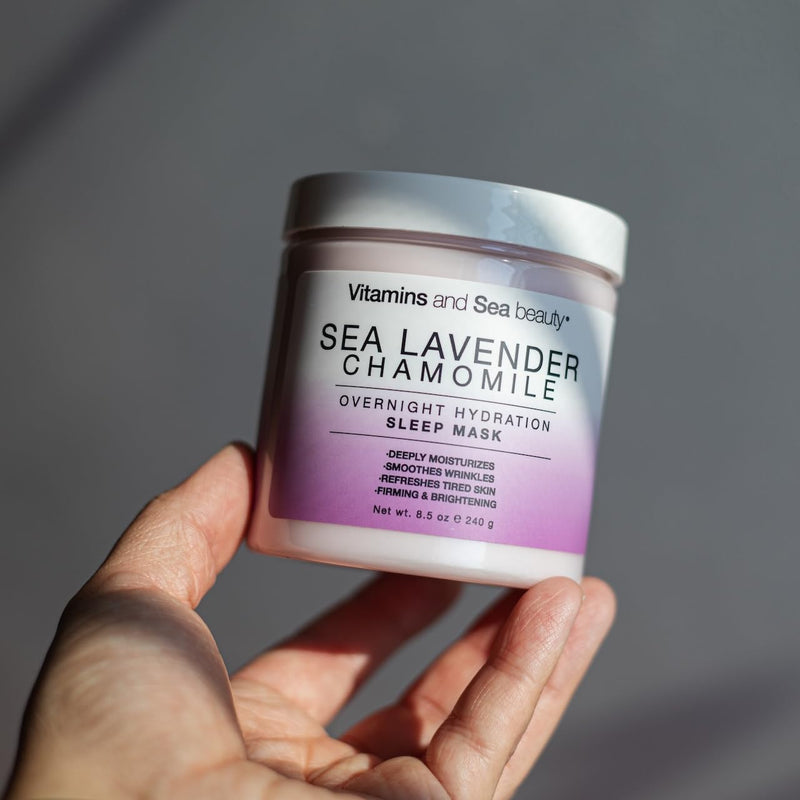 Vitamins and Sea Beauty Sea Lavender Chamomile Sleep Mask – Overnight Hydration Face Mask with Botanicals, Deep Moisturizing & Firming, 8.5 oz