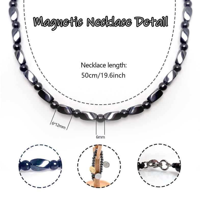[Australia] - Hion Magnetic Therapy Necklace Hematite Necklace Black Obsidian Magnetic Necklace 