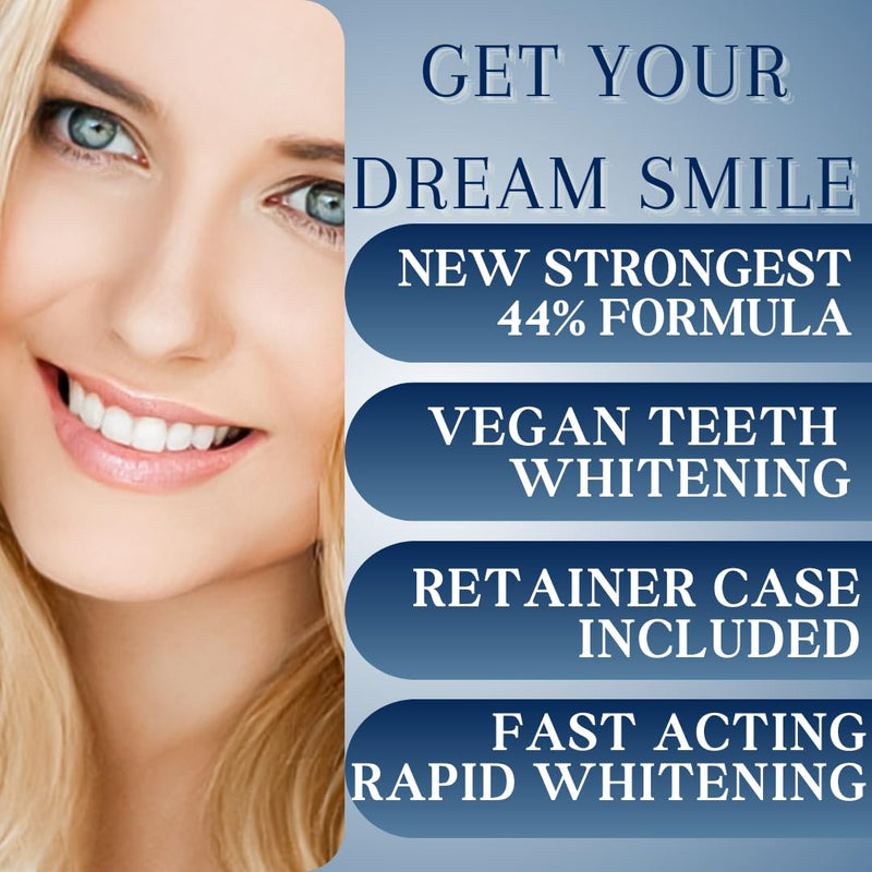 [Australia] - Teeth Whitening Kit 4 Syringes (3ml) New Strongest 44% Carbamide Peroxide Teeth Whitening Gel Light Trays Retainer Case Included Vegan Tooth Whitener 