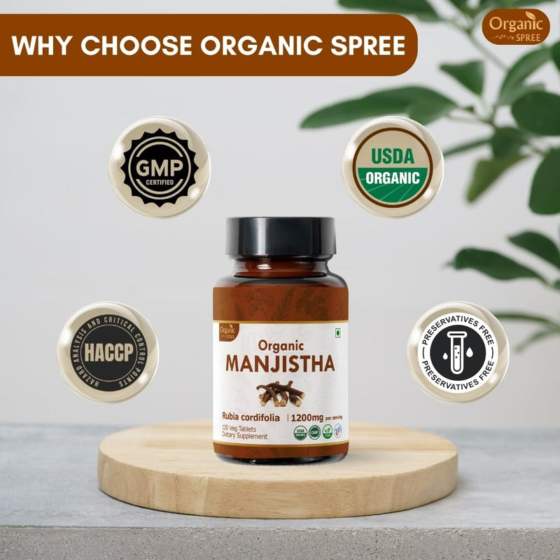 [Australia] - Manjistha 120 Tablets | Rubia Cordifolia (Manjistha) | USDA Organic Certified | Supports Lymphatic Health* | Dietary Supplement - 120tab 1 