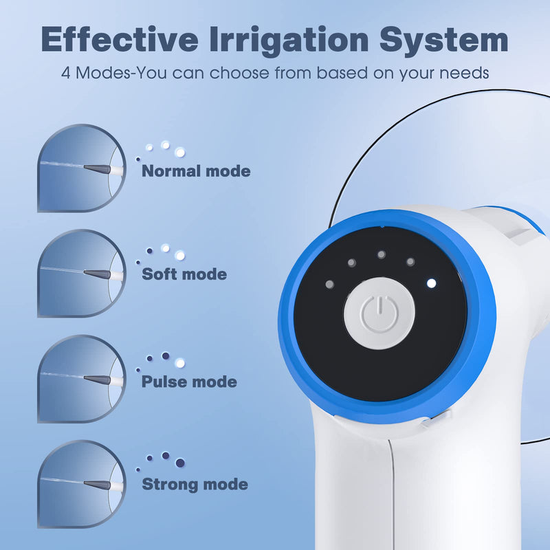 [Australia] - Ear Wax Removal, Electric Ear Cleaning Kit with Light, Ear Irrigation Kit with 4 Pressure Modes, Safe and Effective Ear Flush Kit with Ear Cleaner - Includes Basin, Towel & 15 Tips Blue 