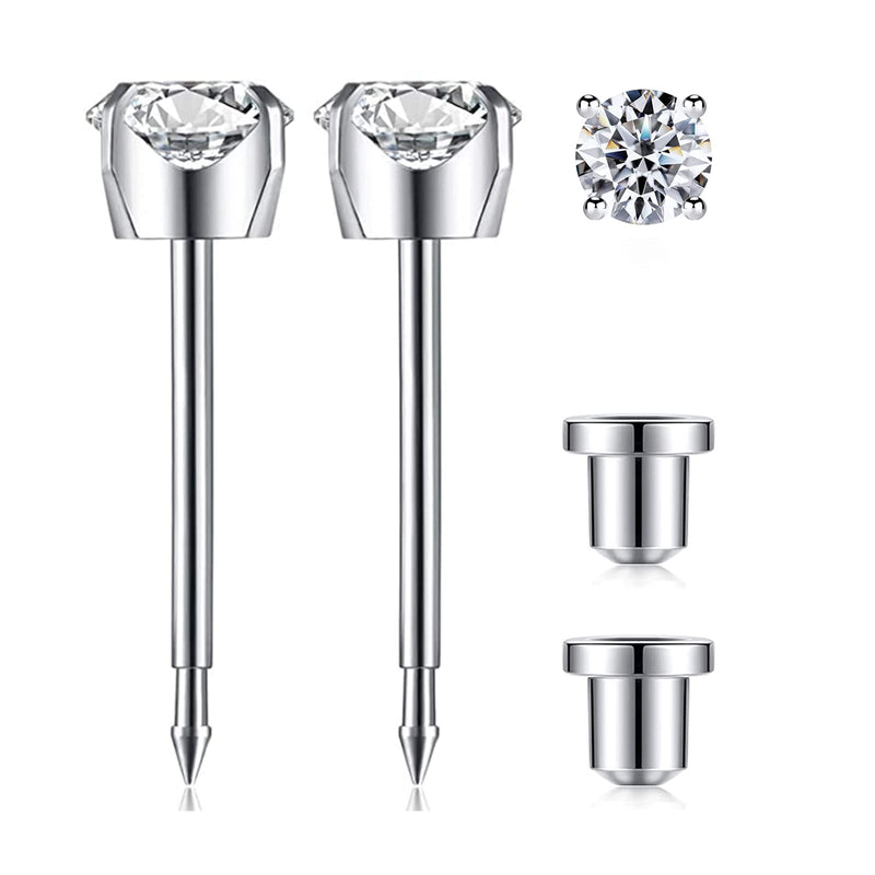 Ear Piercing Kit | Disposable Ear Piercing Gun Kit Made in 316L Surgical Stainless Steel with 4mm - 4prong Cubic Zirconia | At Home Self Piercing Kit with Earrings Studs