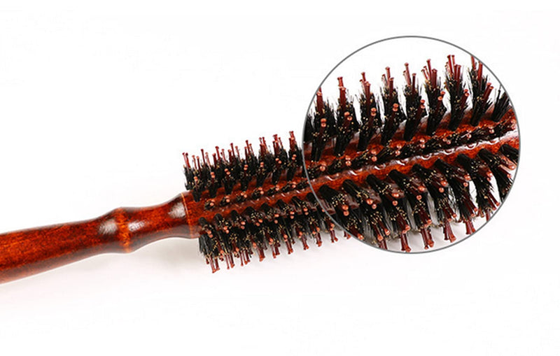 3-in-1 Premium Brush Set for Women & Men: Natural Boar Bristle Round Hair Brush, Nylon Pin Styling Brush, Wooden Comb for Drying, Curling, and Styling Hair
