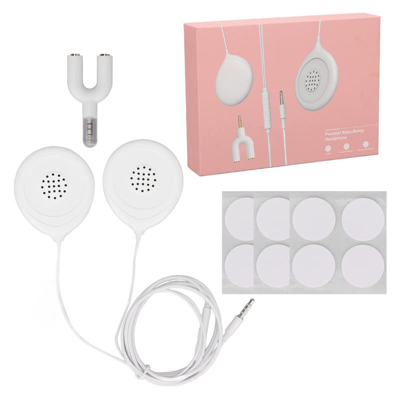 [Australia] - Dioche Pregnancy Belly Speaker, Baby Belly Headphones, Music Splitter, 12 Stickers, Pregnancy Headphones, Pregnancy Monitors for Women, Mother, White 