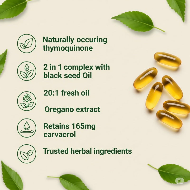 [Australia] - Oil of Oregano Softgels ‚Äì 6000mg High Potency with 165mg Carvacrol & 200mg Black Seed Oil ‚Äì 2-in-1 Immune Support & Digestive Health ‚Äì 300 Softgels ‚Äì Oregano Oil Capsules Supplement 1 