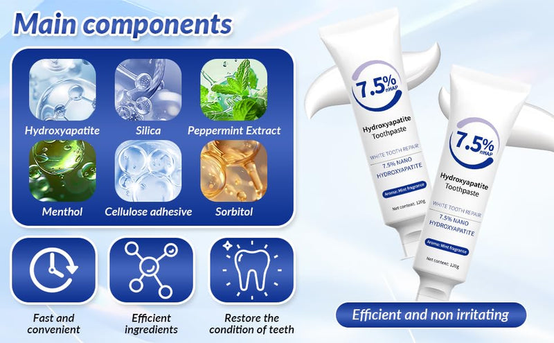 [Australia] - HydroxyapatiteToothpastes,7.5% hydroxyapatite Toothpaste,for Enamel Protection and Tooth Strengthening, Gentle Mint, Fresh Breath, Daily Use for Oral Health（2pcs） 2pcs 0 Fl Oz (Pack of 3947) 