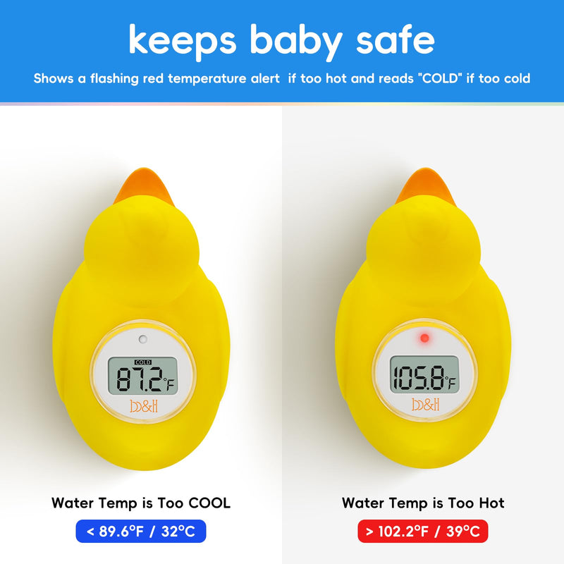 b&h Digital Duckling Baby Bath Thermometer, Infant Safe Floating Water Temperature Thermometer and Baby Bath Time Toy – Easy to Read Display | BPA-Free