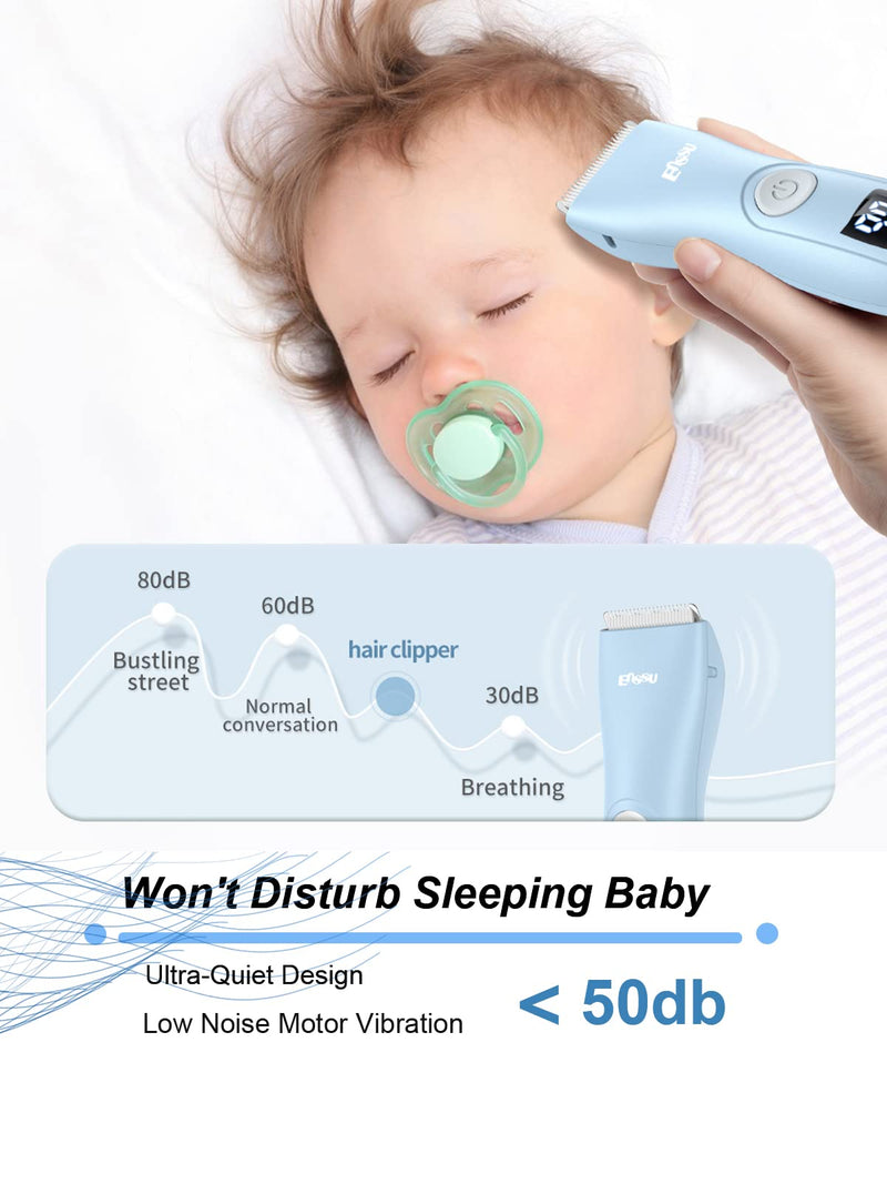 [Australia] - Baby Hair Clippers, Low Noise Hair Trimmer for Kids, Waterproof USB Rechargeable Cordless Haircut Kit with LCD Display, Blue 