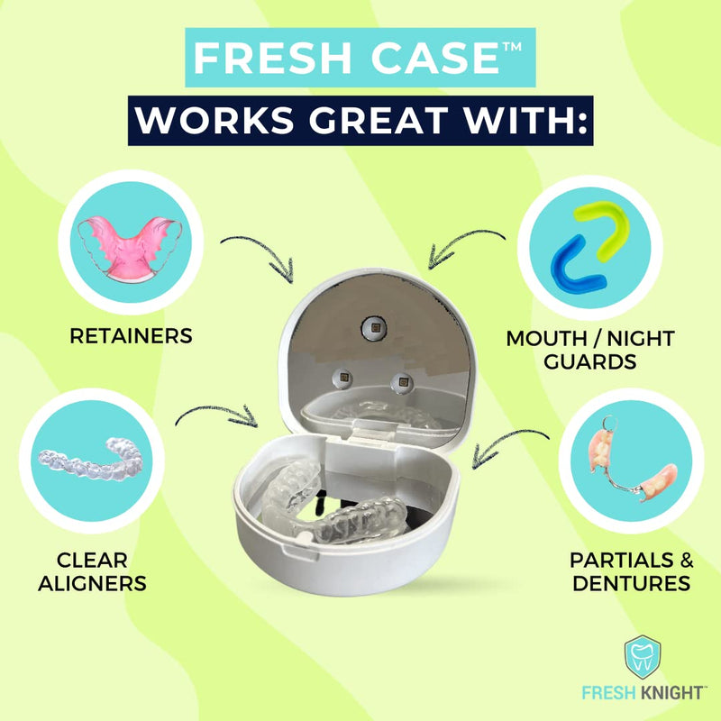 [Australia] - FRESH KNIGHT UV Retainer Case | UVC Retainer Cleaner, Disinfects Cleans and Removes Odors, Mouth Guard Case, compatible for Invisalign Case, Retainer Cases | Fresh Case 1x White-uv 
