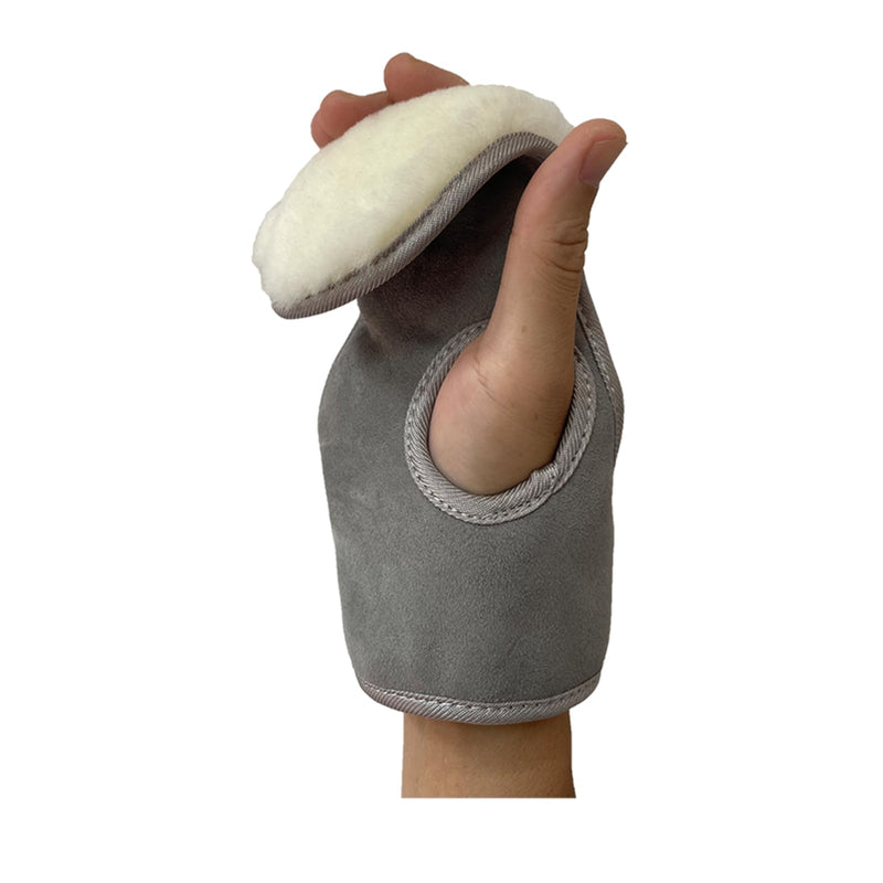 Sheepskin Palm Protector Right Hand Glove Comfortable Palm Pad |Soft Adjustable Pad |for Preventing Finger Contractures Palm Skin Damage Protection Gray 1 Piece Right Hand 1 Piece