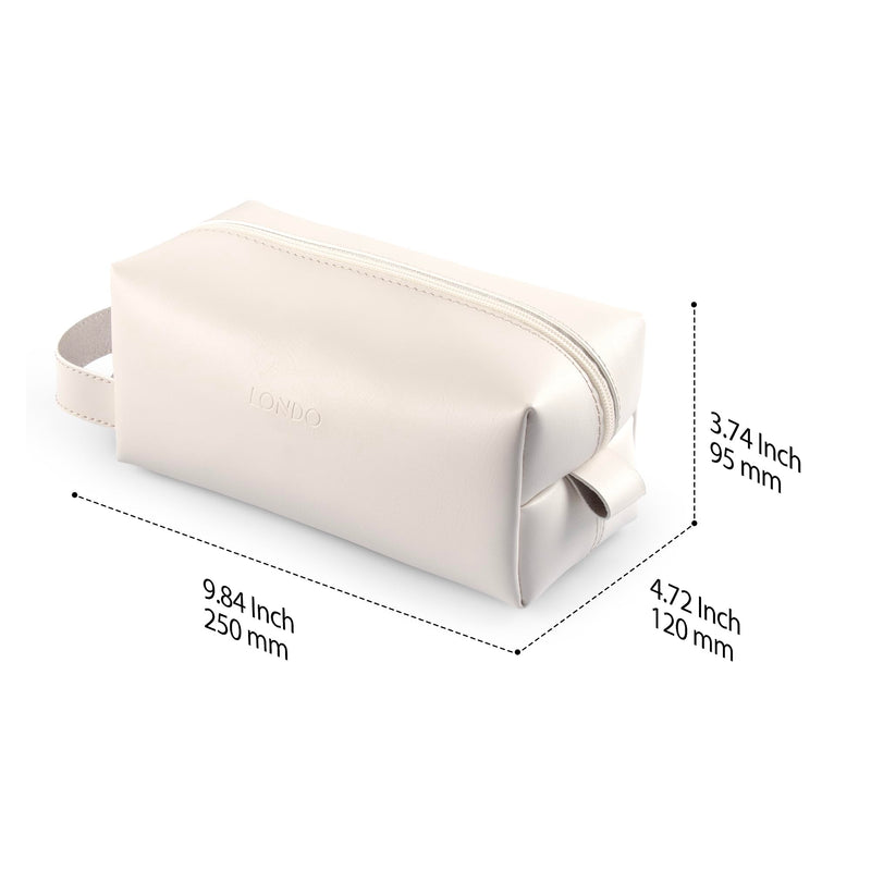 Londo Leather Cosmetic Makeup Pouch & Travel Watch Box. High Quality Stylish Durable Protective Storage Organizer for Toiletries & Versatile Accessories (White) White