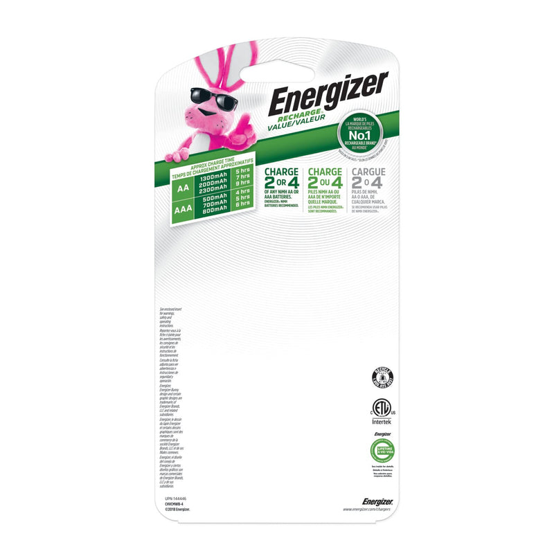 Energizer Rechargeable AA and AAA Battery Charger (Recharge Value) with 4 AA NiMH Rechargeable Batteries 1 COUNT