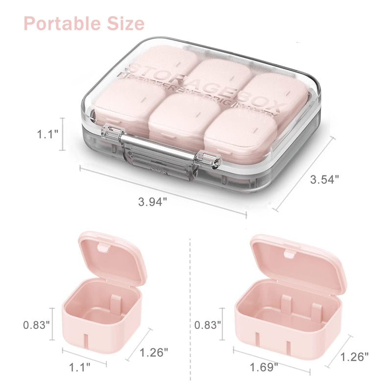 Pill Organizer SOFISO 4/6 Grid Free Assembly Travel Medicine Organizer | 10 Day Pill Organizer Portable Pill Box Waterproof Pill Case Daily Medication Carry Case for Vitamins, Fish Oils, Supplements Pink