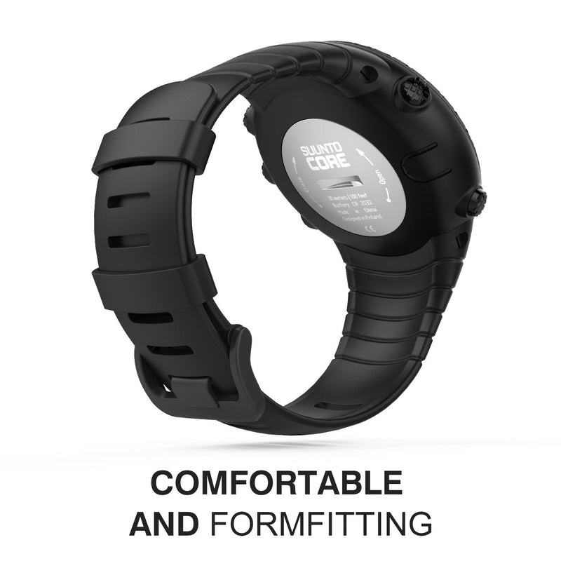 [Australia] - MoKo Suunto Core Watch Band, Classic Replacement Soft Wrist Band Strap with Metal Clasp for Suunto Core Smart Watch, Fits 5.51"-9.06" (140mm-230mm) Wrist, All Black 