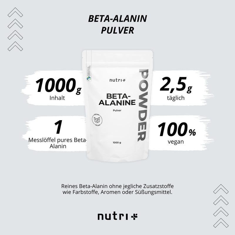 [Australia] - Nutri + Beta Alanine 1 kg powder - vegan, pure, high dosage and without additives - 1000 g pre-workout booster ß Alanine powder - ideal as a training booster 1 kg (pack of 1) 