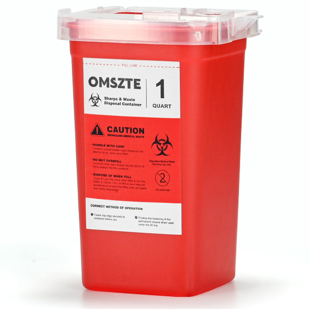 1 Quart Sharps Container for Professional Small Sharp Needle Disposal and Medical Waste Disposal Containers, Syringe Disposal, Ideal for Home, Clinic, Barber Use (1-Pack) 1 Pack - 1 Quart