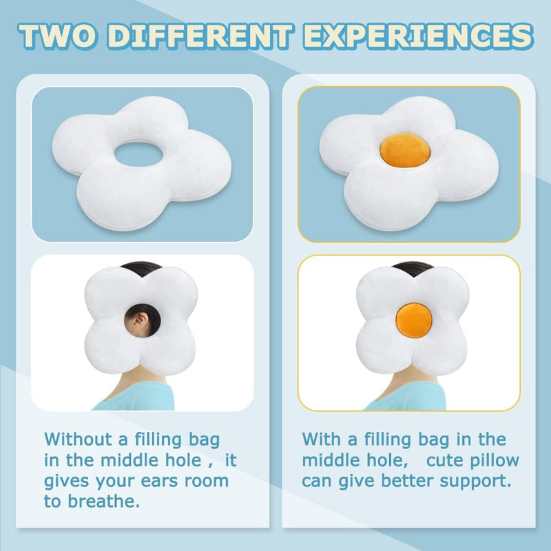 [Australia] - Ear Piercing Pillow for Side Sleepers Donut Pillow with Ear Hole, CNH, Relief Pain Ear Inflammation and Pressure Sores Guard Protector Earplugs Support Pillow for Sleeping White 
