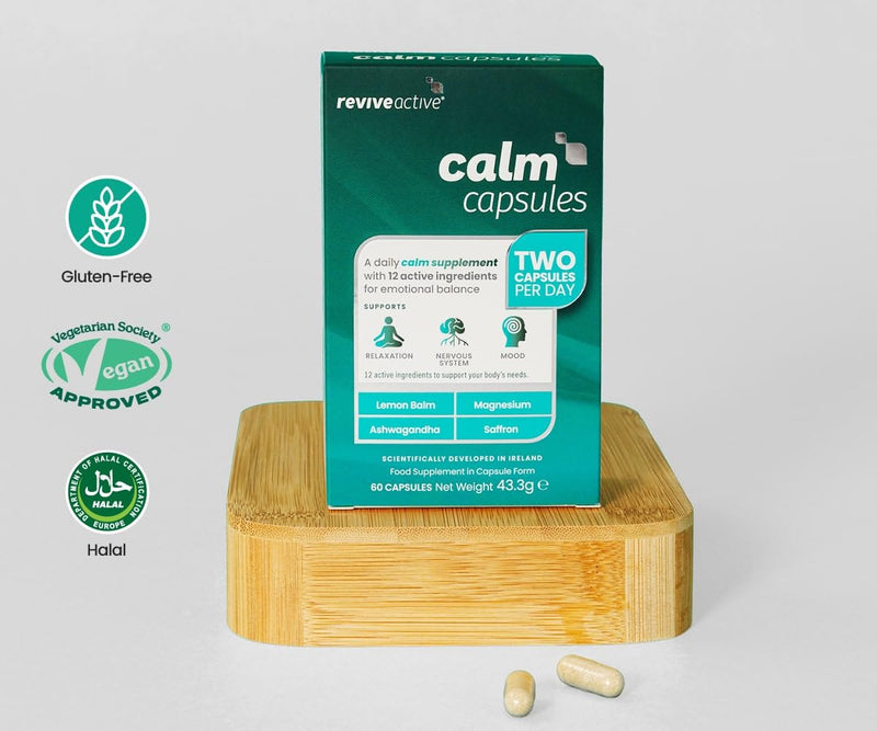 Revive Active Calm Capsules - 12 Active Ingredients - Ashwagandha with Essential Vitamins and Magnesium - Supports Energy Levels, Nervous System, Relaxation & Mood - 60 Capsules