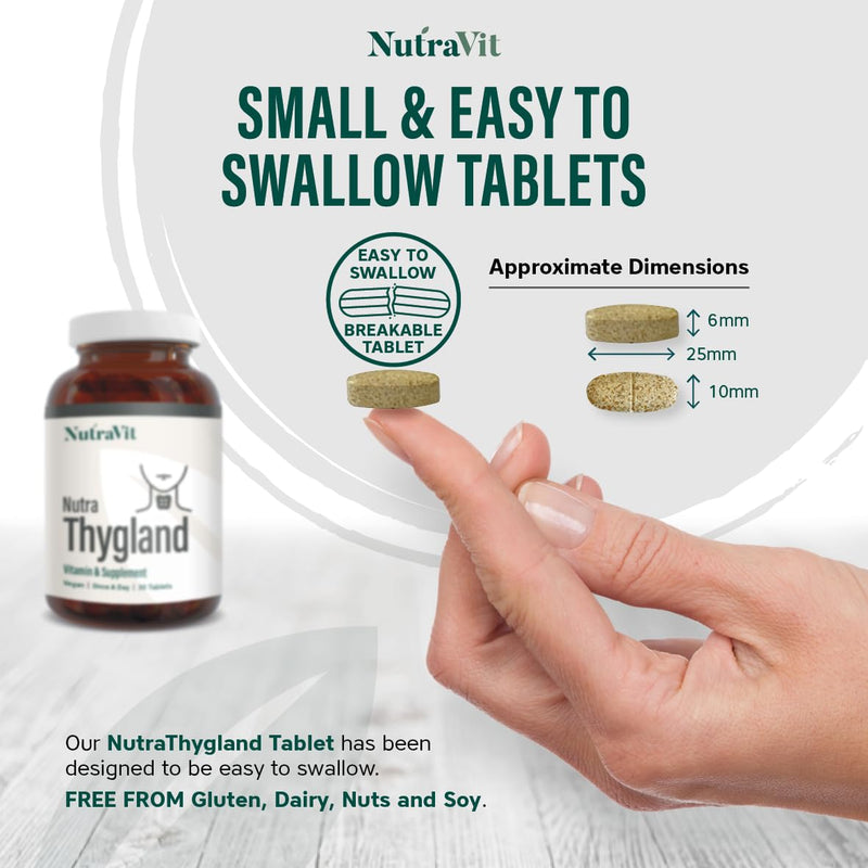 NutraThygland - Supports Normal Thyroid Function - with Selenium, L-Tyrosine, Iodine & Ashwagandha, Vitamin B2, B6, B12 & Iron - Improve Energy Levels - NutraVit, 30 Tablets