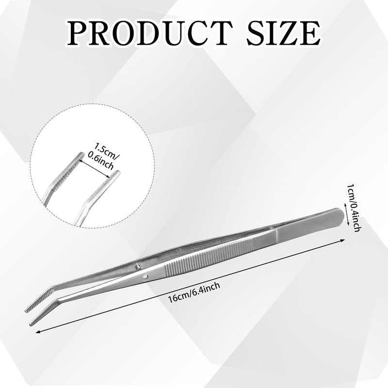 12 Pcs Stainless Steel Tweezers Multipurpose Sewing Machine Forceps Bulk with Curved Serrated Tip for Crafting (Silver)