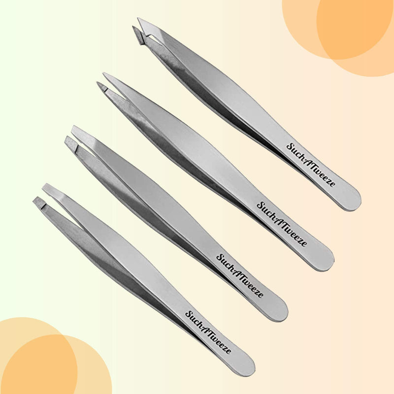 Slant Tweezers Premium Stainless Steel Precision Tweezer For Men & Women. Guaranteed Professional And Home Use - Best For Facial & Body Hair Removal!