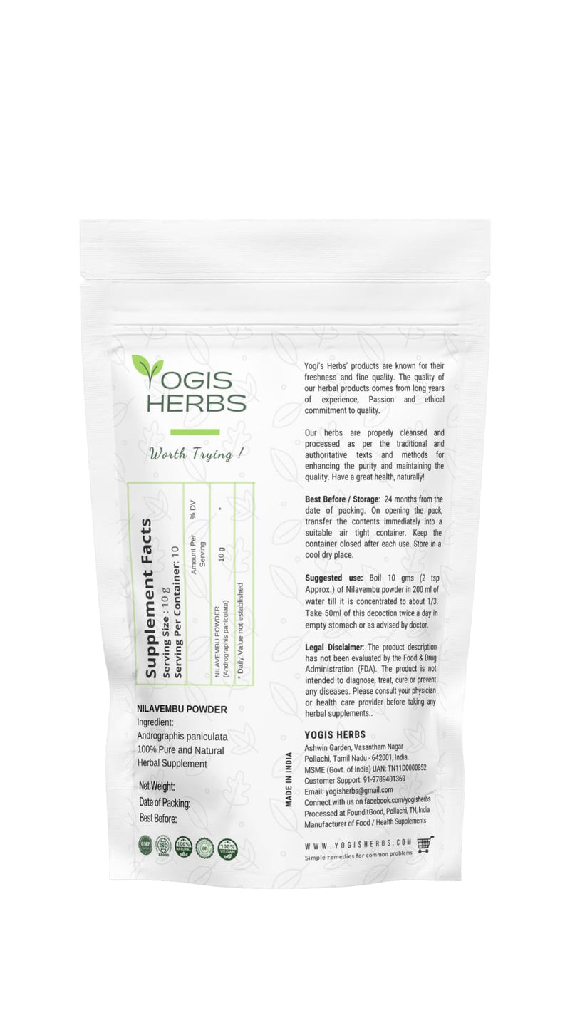 [Australia] - Nilavembu Powder - Andrographis Paniculata - 1 Lb Fresh & Pure 1 Pound (Pack of 1) Dark Green 