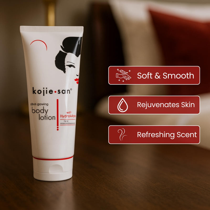 Kojie San Body Lotion – Nourishing & Skin Refining Body Lotion with Rosehip, Shea Butter & Vitamin E for a Smooth, Even-Looking Skin Tone – 100G 100ml