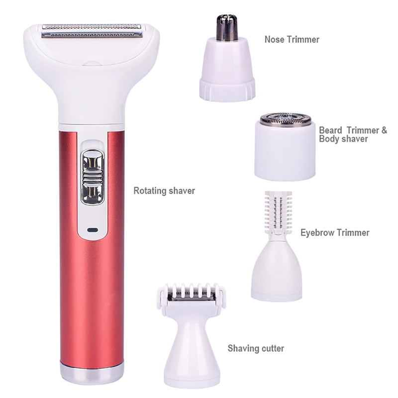[Australia] - 5 in 1 Electric Shaver for Women, ABS Portable USB Charging Women's Razor, Painless Facial Hair Removal Razor, Lady Shave for Bikini Nose Leg Face Eyebrows Body 