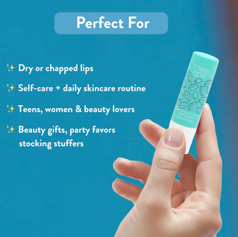 Miss Spa Hydrating Lip Balm Set Moisturizing Lip Care Gift Set for Dry Lips,Nourishing Lip Moisturizer with Shea Butter & Vitamin E, Vegan Gluten Free, Long-Lasting Hydration, 5 Flavors