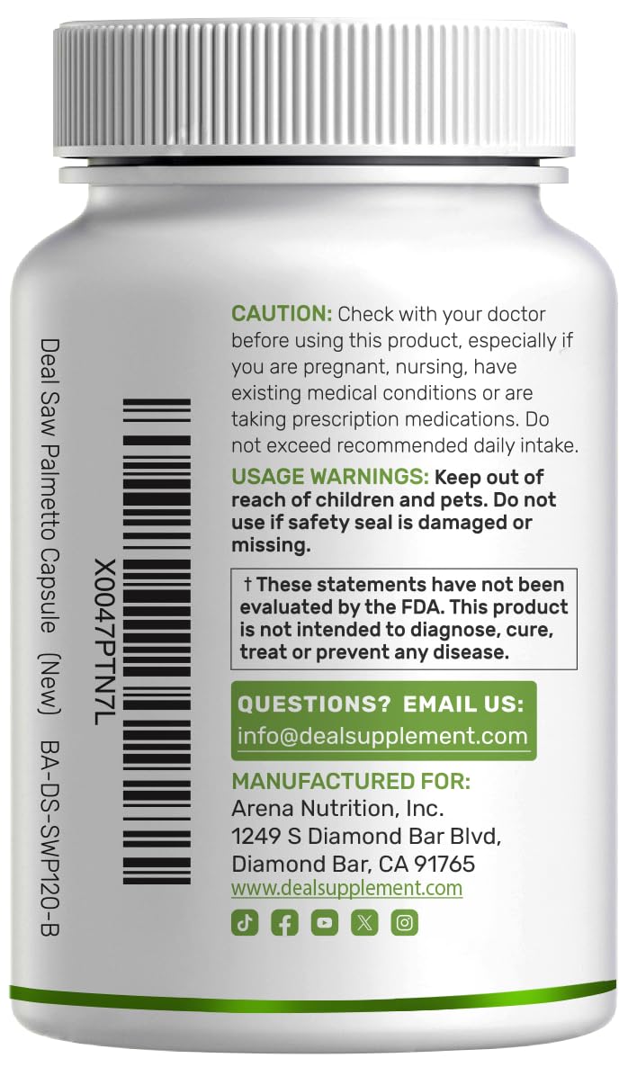 Saw Palmetto Supplement with Pumpkin Seed, 300 Capsules | Promotes Prostate Health | DHT Blocker | Hair Growth Vitamins, Maintain Normal Urinary Frequency