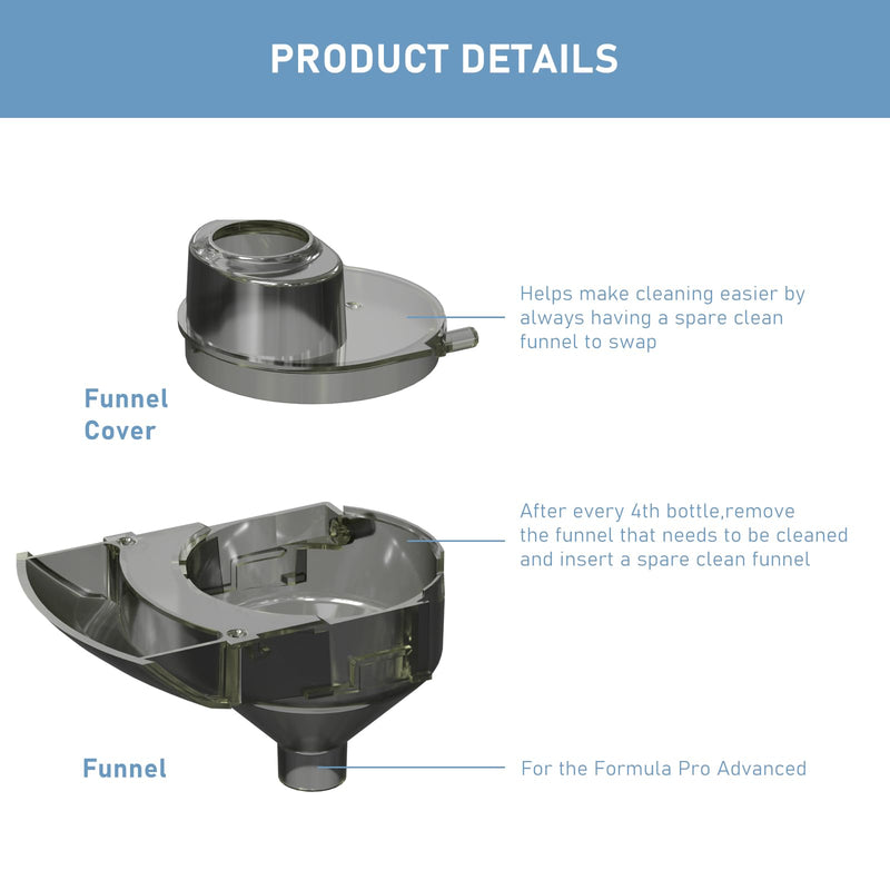 [Australia] - Baby Formula Dispenser Replacement Funnel Compatible with Baby Brezza Formula Pro Advanced and Pro Advanced WiFi Models ONLY, Replacement Funnel & Cover, NOT Fit Formula Pro MINI Mixer Machine, 3-Set 