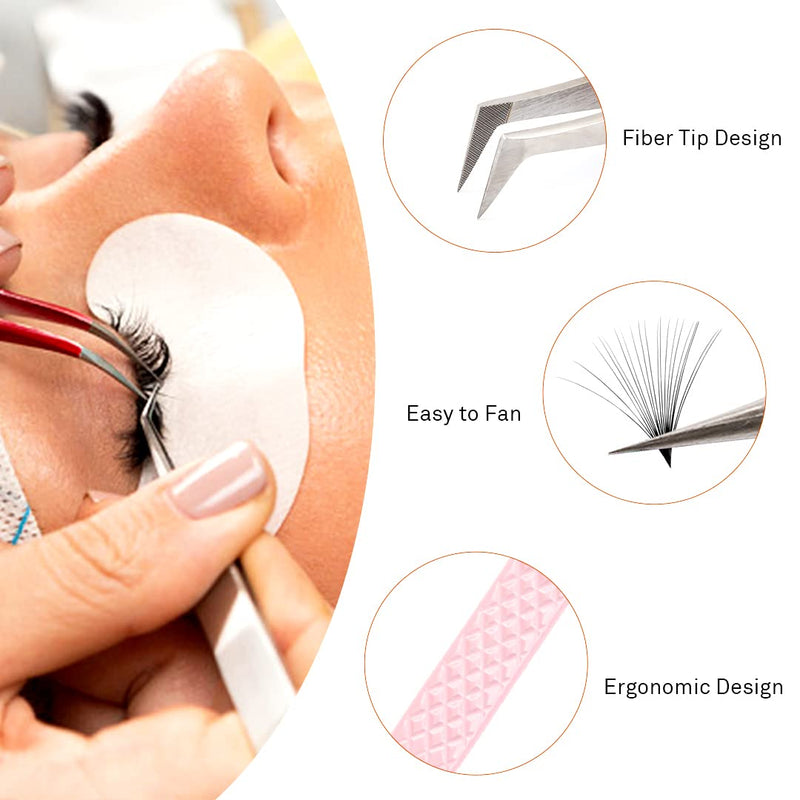 TDANCE Lash Tweezers for Eyelash Extensions - Fiber Tip Volume Boot Tweezers - Stainless Steel (Volume Boot Tweezer-Pink-T2,1Pcs) Fiber Tip-Pink-T2