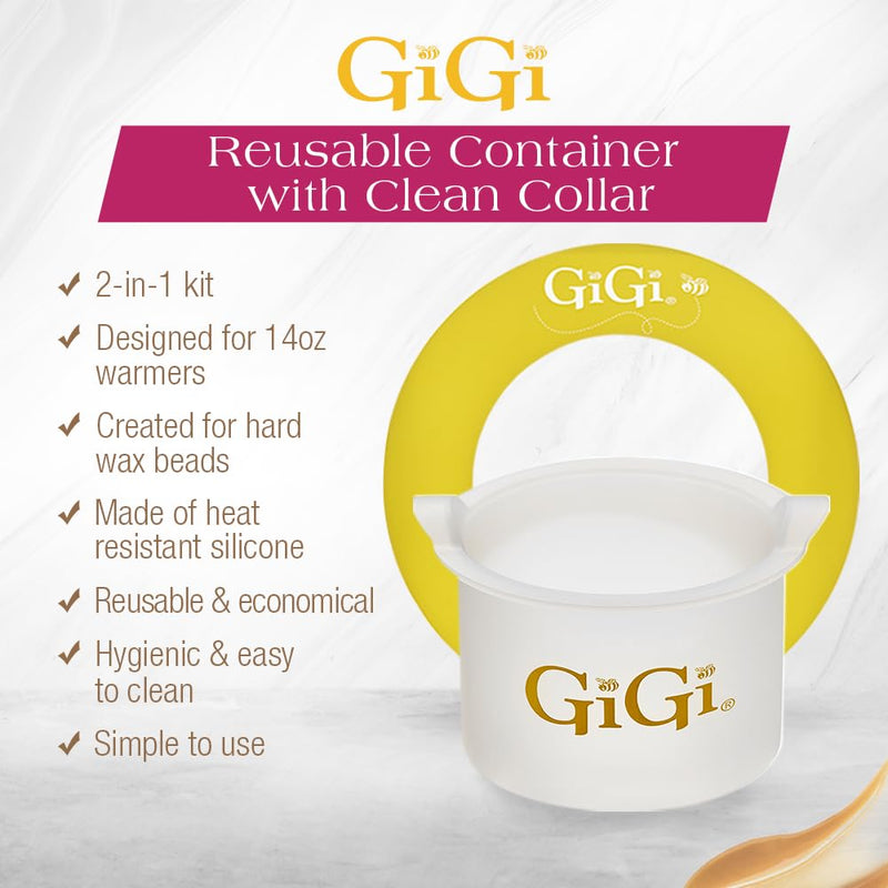[Australia] - GiGi Reusable Container with Clean Collar – Silicone Wax Pot Liner for 14 oz Wax Warmer, Waxing Accessories Kit Wax Container and Collar 