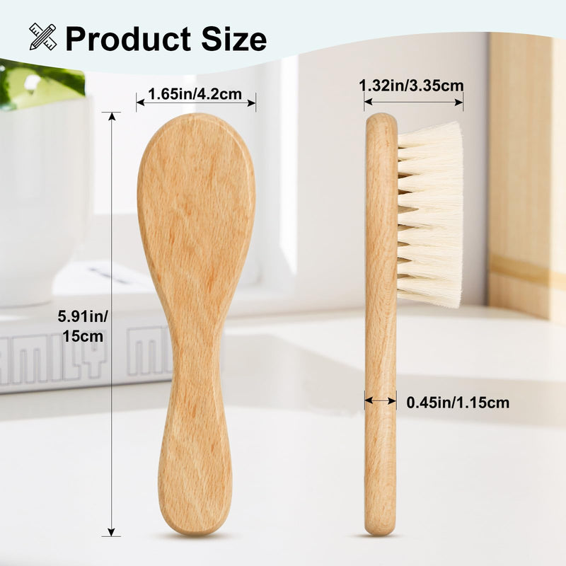 [Australia] - Baby Hair Brush, Wooden Baby Hair Brush for Newborns & Toddlers, Super Soft Goat Bristles Hair Brush, Toddler Hair Brush,Ideal for Cradle Cap (2PCS) 2pcs Brush 