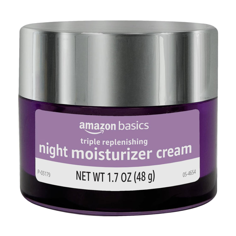 Amazon Basics Triple Replenishing Moisturizer Night Cream with Vitamin C, Glycerin, Shea Butter, 1.7 Ounces, 1-Pack