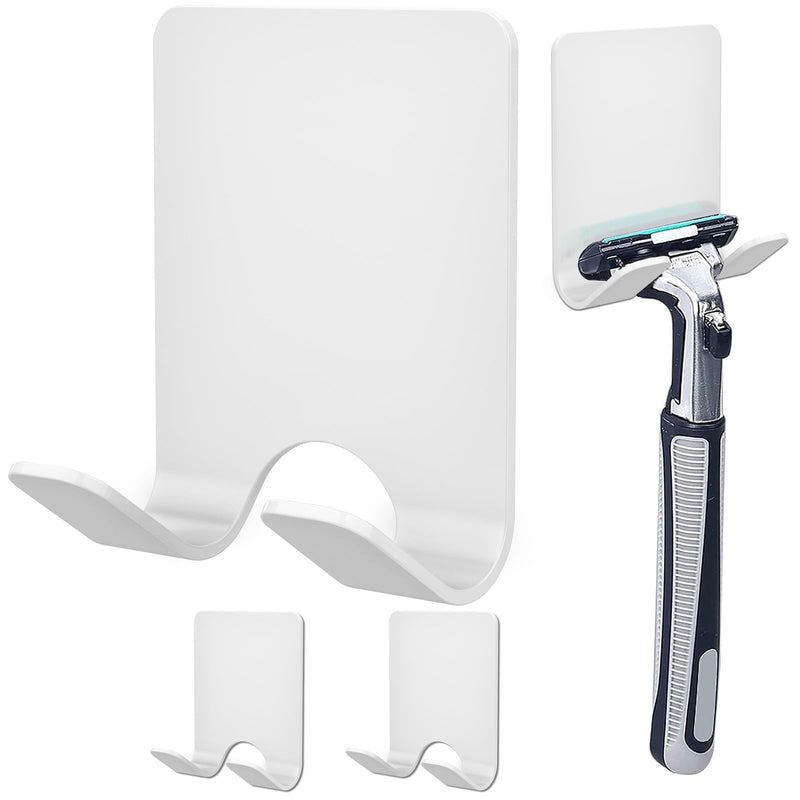 [Australia] - Gorffy Razor Holder Shower, Pack of 3 Multi-Purpose Hooks Stainless Steel Waterproof Wall Hooks Self-Adhesive Razor Holder Shower Bathroom Hooks No Drilling Shaving Holder (White, Pack of 3) White, Pack of 3 