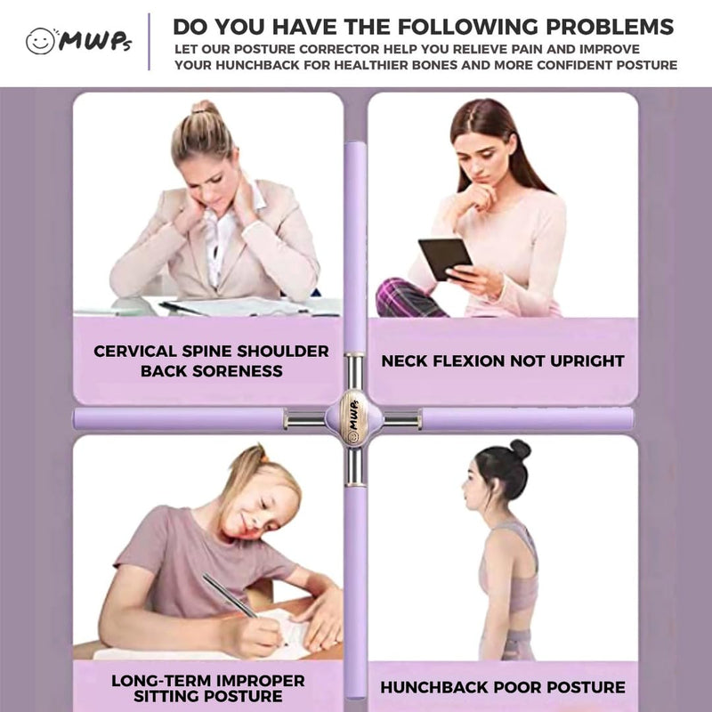 [Australia] - Yoga Stick Posture Corrector – Adjustable Back Straightener for Women, Men & Kids – Relieve Back & Neck Pain – Includes Carry Bag & Exercise Guide – Posture Stick for Daily Training PURPLE 