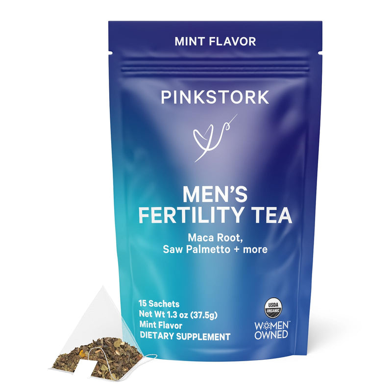 [Australia] - Blue Stork Men's Fertility Tea: Organic Fertility Supplements for Men, Green Tea, Maca Root, and Ginkgo Biloba for Male Reproductive Health, Mint, 15 Sachets 