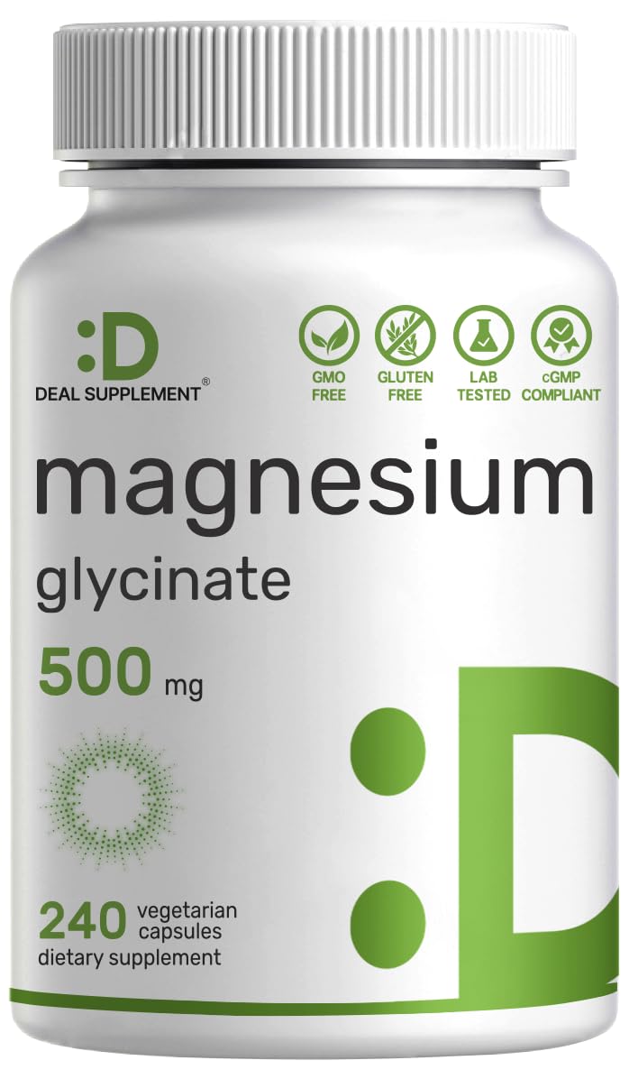 Magnesium Glycinate 500mg Veggie Capsules & Vitamin D3 5,000iu + K2 100mcg Softgels Bundle – Easily Absorbed Chelated Mineral – D & K Essential Sunshine Vitamins
