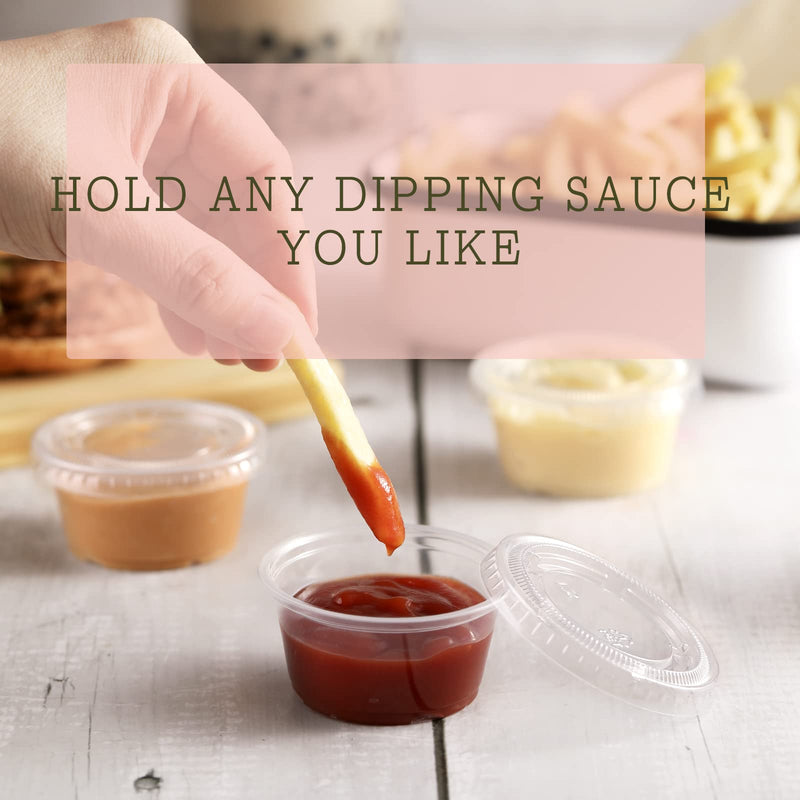 [Australia] - [130 Sets - 2 Oz ] Jello Shot Cups, Small Plastic Containers with Lids, Airtight and Stackable Portion Cups, Salad Dressing / Dipping Sauce Cups, Condiment Cups for Lunch, Party to Go, Trips 2oz - 130 