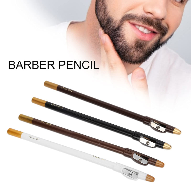 [Australia] - 4pcs Barber Pencil, Beard Filler Brush, Hairline Barber Pencil Hairdressing Pen with Sharpener Hairline Beard Pen Hair Beard Shape Accessories Fill the sparse part of the beard 