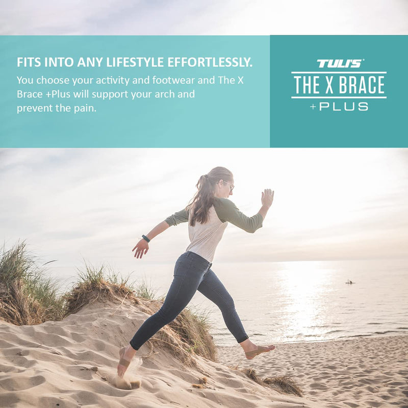 Tuli's X Brace Plus, Arch Support Brace and Compression with Added Strap for Sever's Disease, Plantar Fasciitis, and Heel Pain, 1 Pair, Medium Medium (1 Pair)