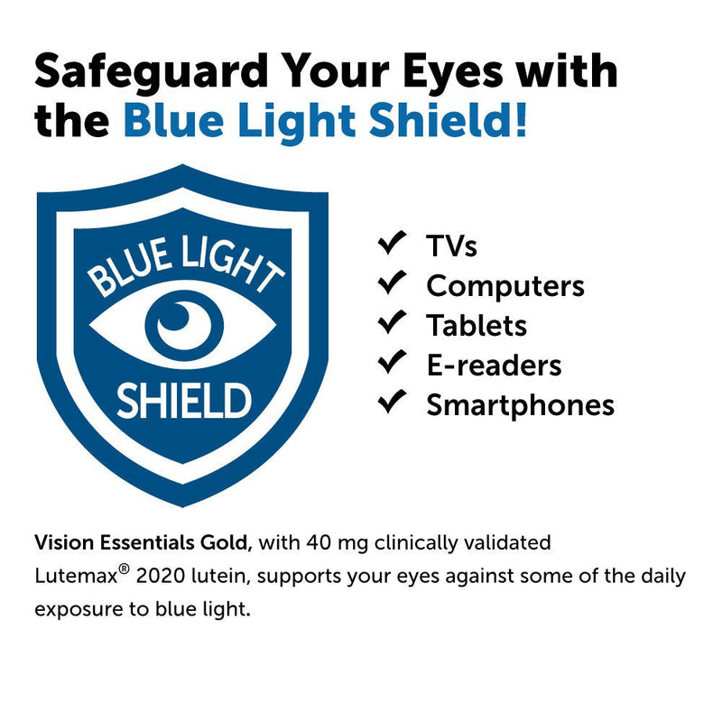 [Australia] - Dr. Whitaker's Vision Essentials Gold - Eye Health Supplement with 40 mg of Lutein Plus, Zeaxanthin & Taurine - Supports Macular Health and Shields Eyes Against Blue Light Exposure (120 Capsules) 120 Count (Pack of 1) 