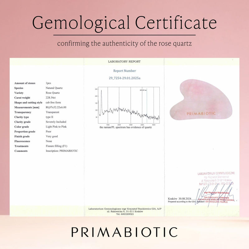 PRIMABIOTIC Gua Sha Stone – Facial Massage Tool for Wrinkles – Rose Quartz Guasha – Skin Care – Beauty Products – Massage Tool for Skin Care – Anti-Aging