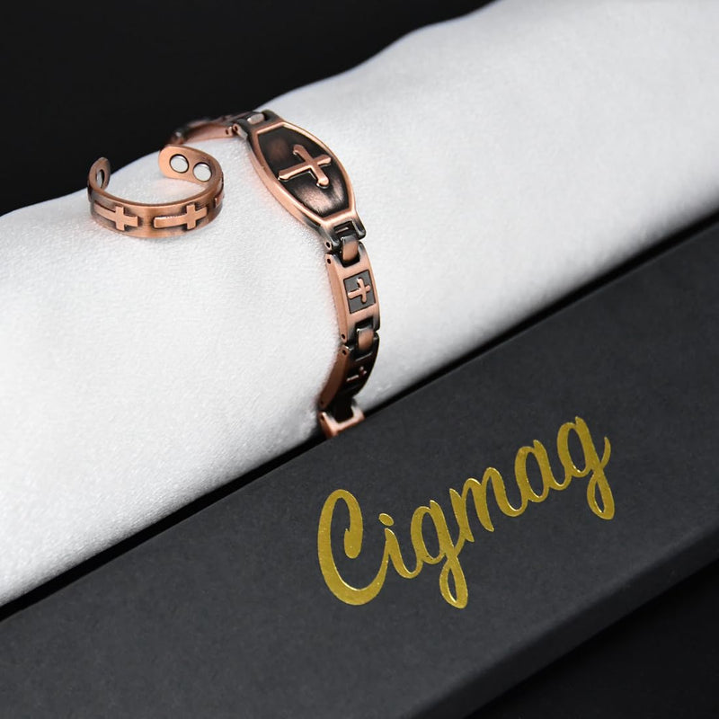 [Australia] - Copper Bracelet for Women, Magnetic Bracelets for Women with Ultra Magnets, Pure Copper Adjustable with Sizing Tool (Cross) Cross 