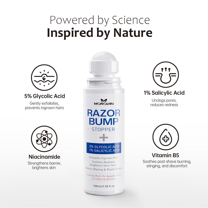 [Australia] - Morovan Razor Bumps Treatment: Ingrown Hair & Razor Burn Solution for Bikini Beard & Body for Women and Men 100ml 
