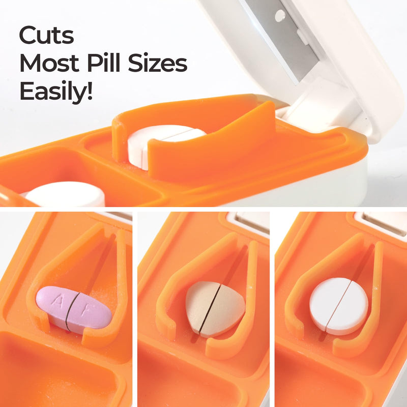 Portable Pill Cutter for Small & Large Pills - Precise Pill Splitter for Tiny Tablets, Vitamins & Capsules - Compact Design for Purse, Pocket & Travel - Sharp Blade & Easy Clean (Grey) 03-grey