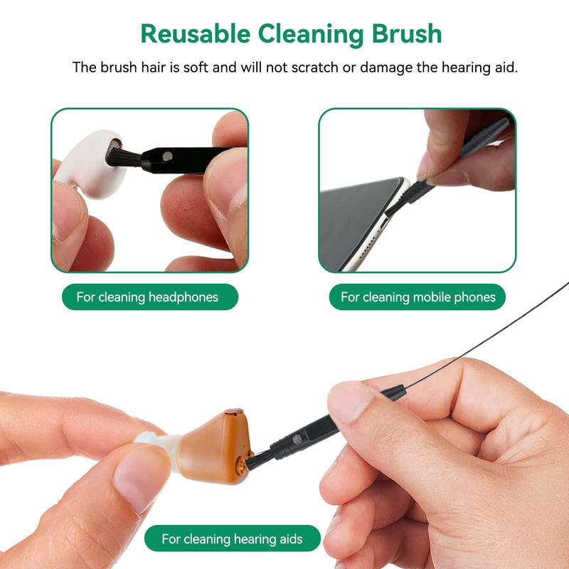 20Pcs Hearing Aid Cleaning Brush, Multifunctional Hearing Aid Cleaning Kit, Sound Tube and Earmold Vent Cleaner Universal Cleaning with Magnet for Hearing Amplifier Earbuds Headphones