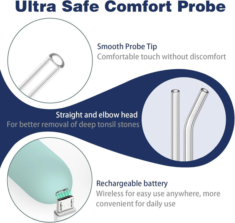 [Australia] - Tonsil Stone Remover Vacuum Electronic Tonsil Stone Removal Kit Instant Suction Tool Oral Irrigator Tonsil Stones Syringe Tongue Depressor 5X Magnifying Mirror 3 Modes Easy to Use Green 